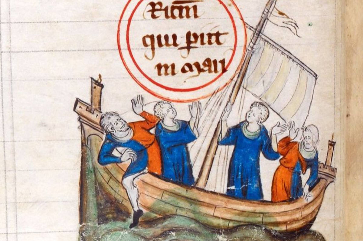 Naufrage de la Blanche-Nef (Cotton Claudius D. ii, f. 45v.)