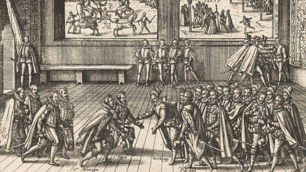 L'attentat de Jean Chatel sur Henri IV et au fond le supplice de l'assassin